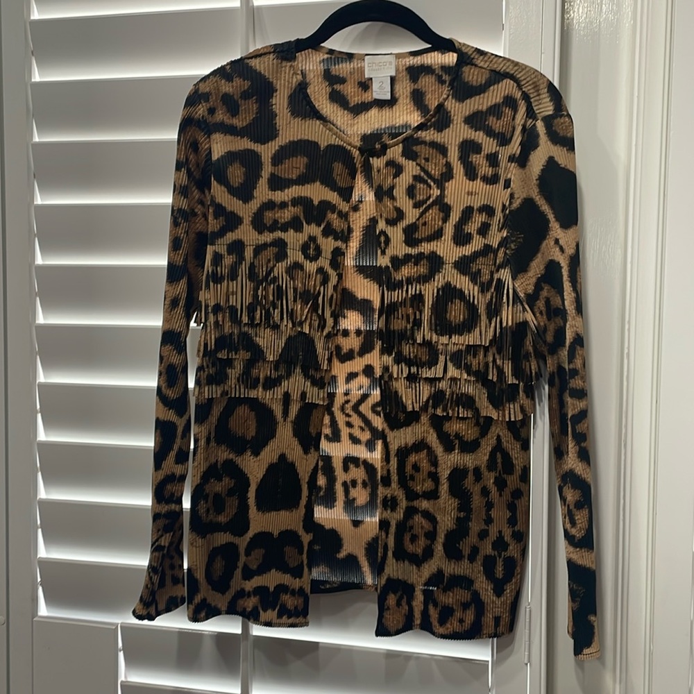 Chico’s Animal Print light weight Jacket, Chico’s size 2 same as 12/14.